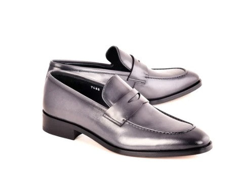 Corrente Lux Leather Penny Loafer - Grey