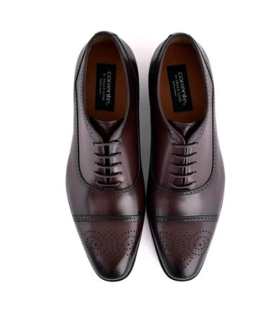Corrente Perforated Leather Cap Toe Lace Up - Brown