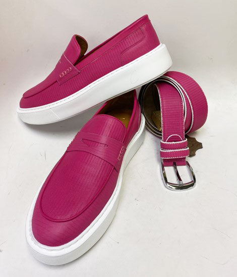 Style: C Collection Leather Belt Fuchsia