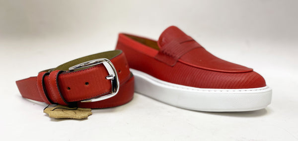 Style: C Collection Leather Belt Red