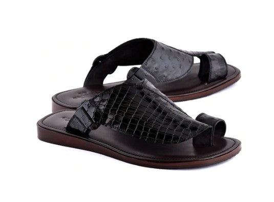 Corrente Printed Calfskin Sandal - Black