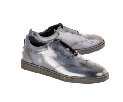 Corrente Lux Leather Wingtip Fashion Sneaker - Navy
