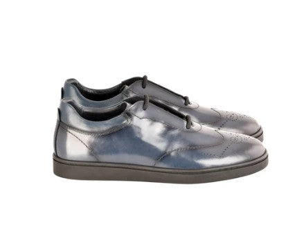 Corrente Lux Leather Wingtip Fashion Sneaker - Navy