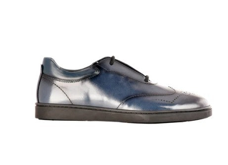 Corrente Lux Leather Wingtip Fashion Sneaker - Navy