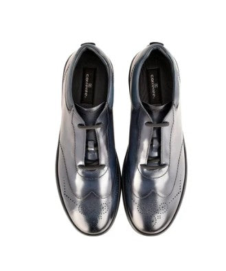Corrente Lux Leather Wingtip Fashion Sneaker - Navy