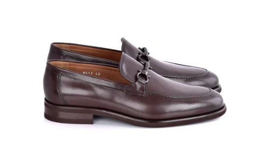 Corrente Leather Buckle Loafer - Brown