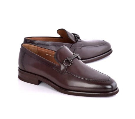 Corrente Leather Buckle Loafer - Brown