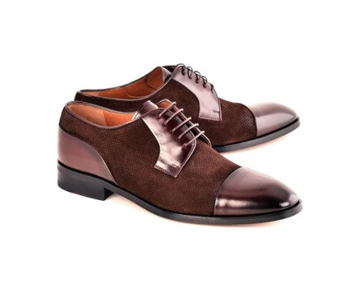 Corrente Lux Leather and Suede Cap Toe - Brown