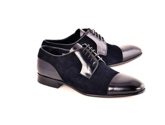 Corrente Lux Leather and Suede Cap Toe - Navy