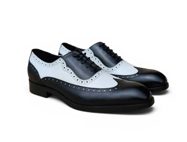 Carrucci Alex Two Tone Wingtip Oxford Black/White
