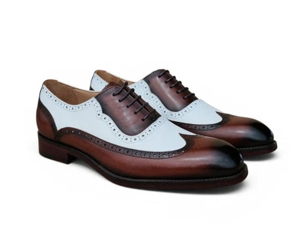 Carrucci Alex Two Tone Wingtip Oxford Whiskey/White