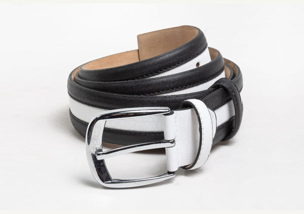 Style: C Collection Leather Belt Black/White