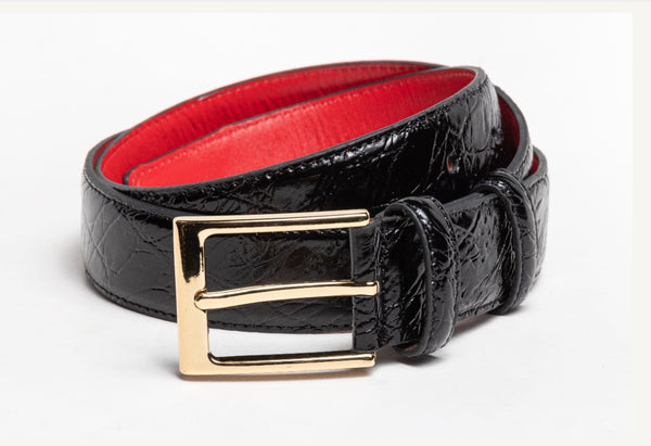 Style: C Collection Black Croco Print Belt