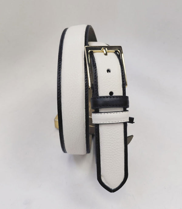 Style: C Collection Deerskin Belt Bone/Black
