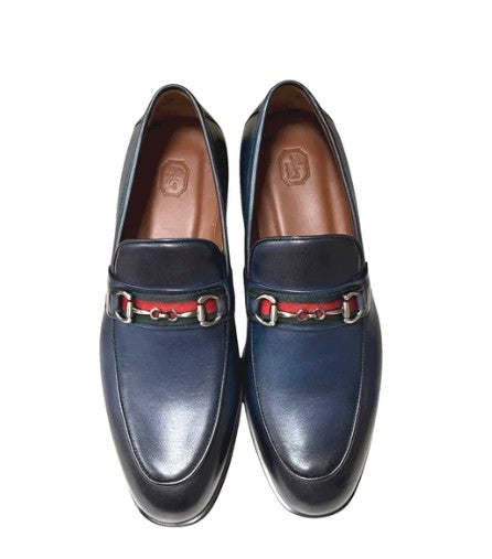 Pelle Borris Buckle Loafer Navy