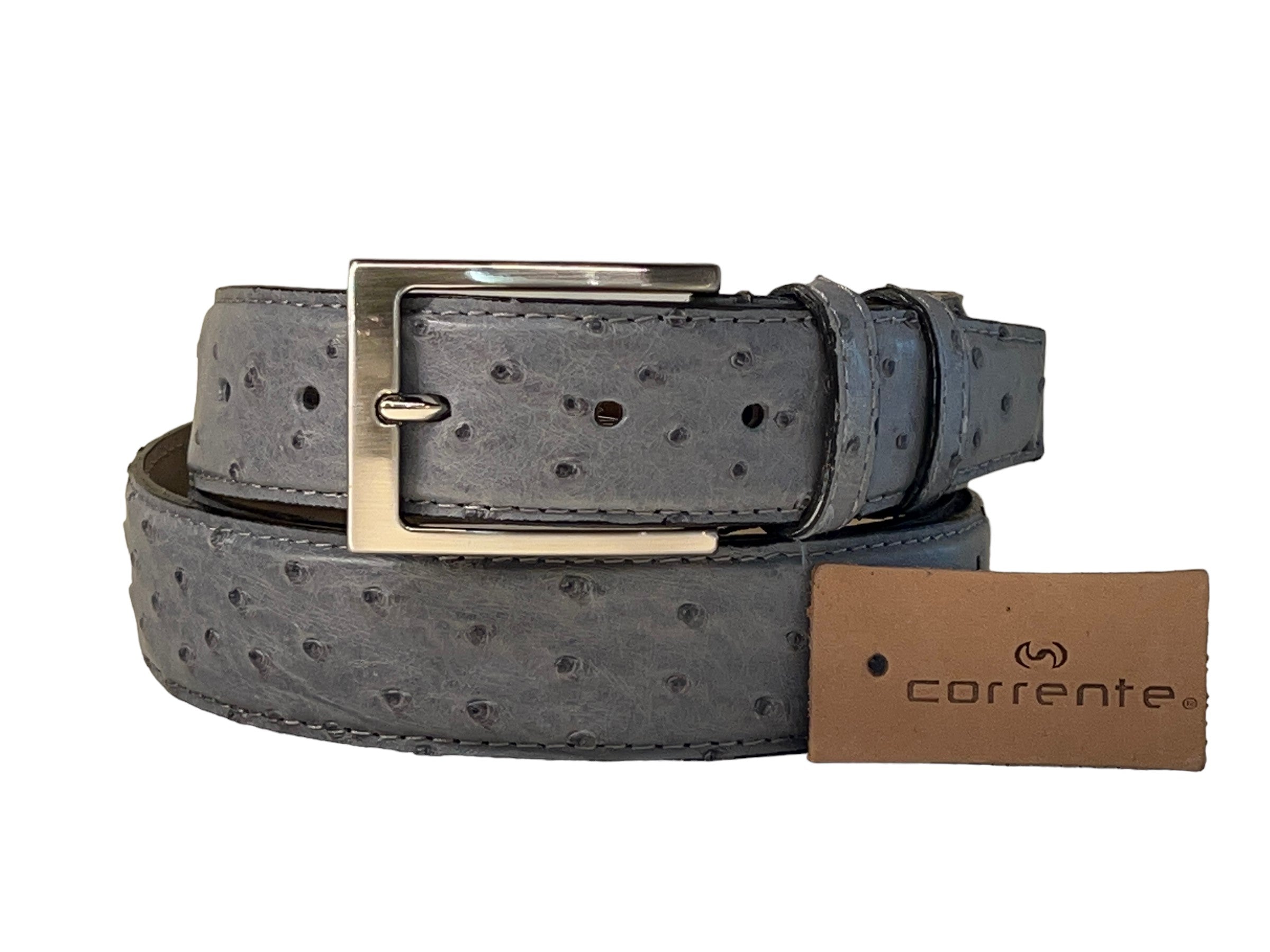 Corrente Genuine Ostrich Belt Grey – C&E Fashions