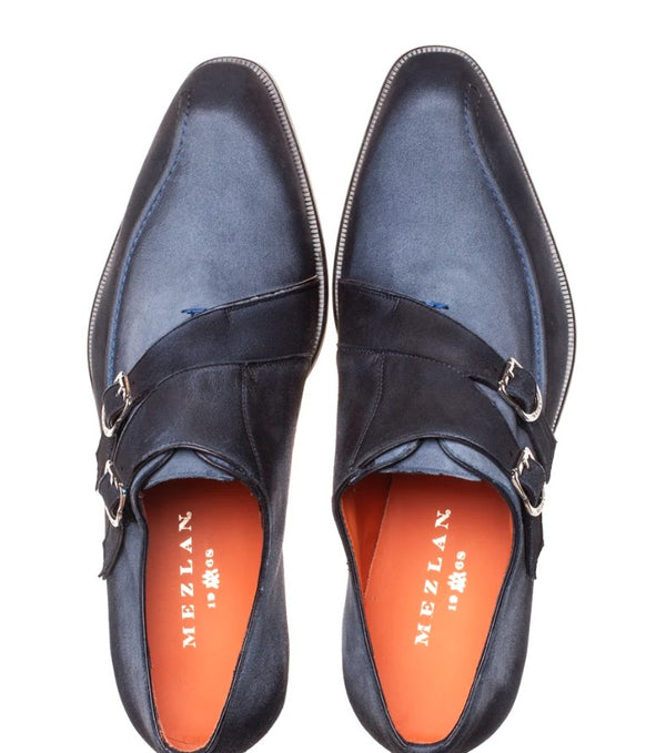 Mezlan Cascade Suede Double Monkstrap - Indigo
