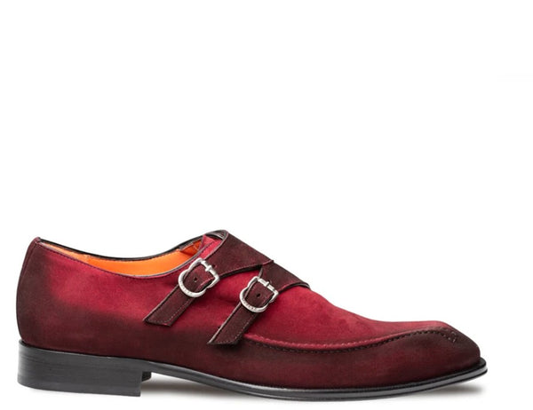 Mezlan Cascade Suede Double Monkstrap - Wine