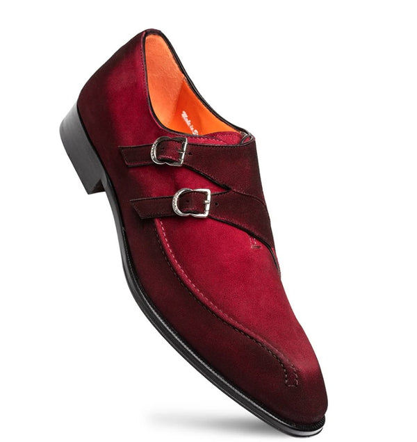 Mezlan Cascade Suede Double Monkstrap - Wine