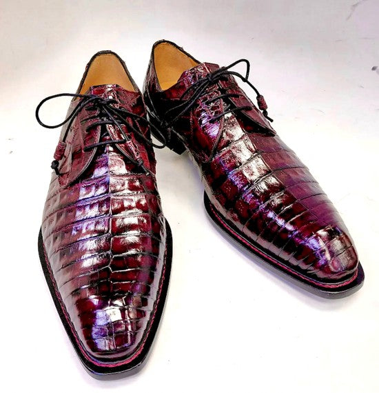 "Cratos" Crocodile Derby Burgundy