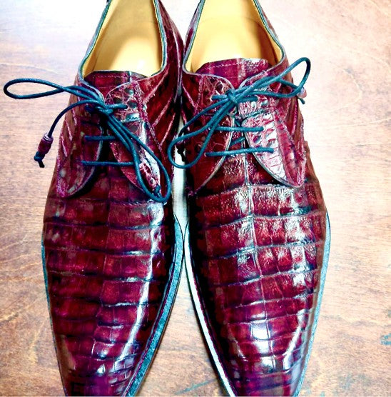 "Cratos" Crocodile Derby Burgundy