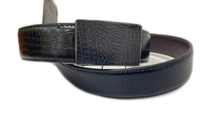 Croco Embossed Calfskin Belt Black