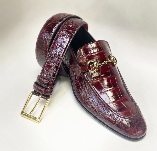 Style: C Collection Burgundy Croco Print Belt
