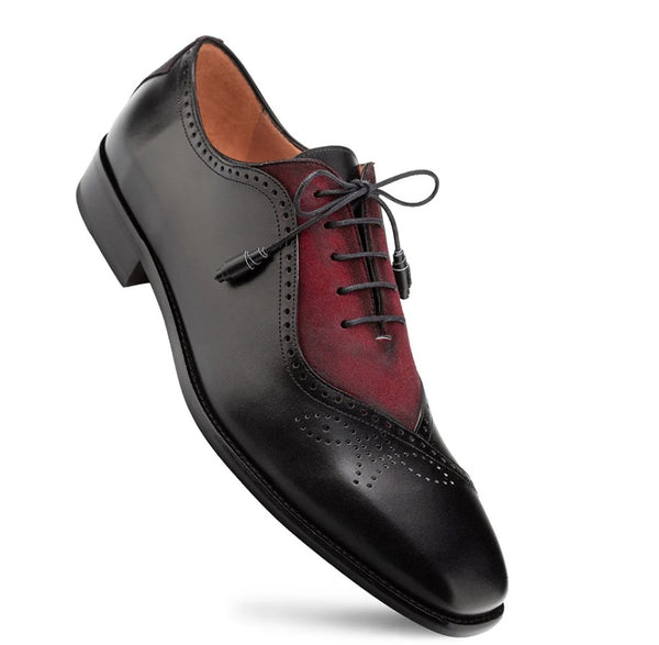 Mezlan Eagle Calf/Suede Oxford - Black/Wine
