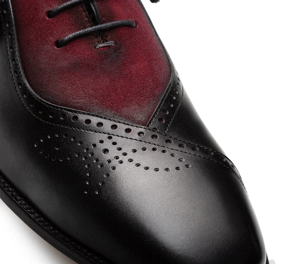 Mezlan Eagle Calf/Suede Oxford - Black/Wine