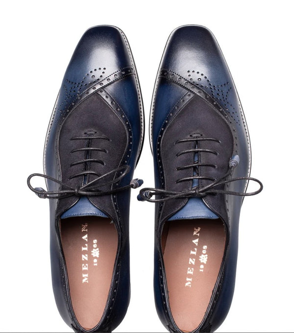 Mezlan Eagle Calf/Suede Oxford - Blue/Navy