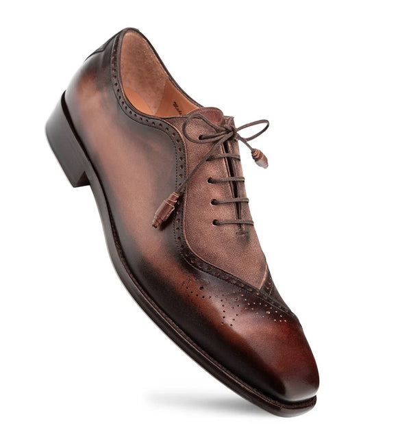 Mezlan Eagle Calf/Suede Oxford - Brown/Taupe