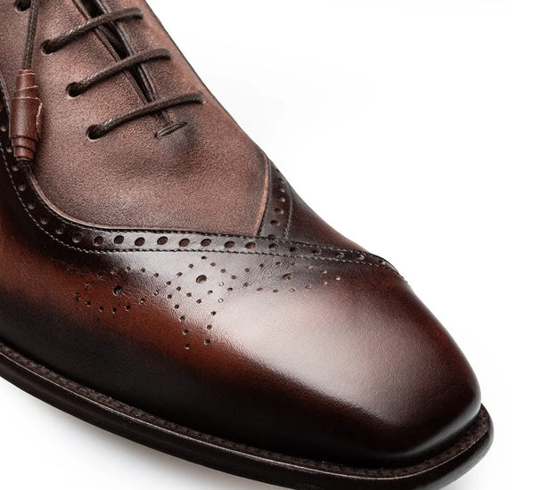 Mezlan Eagle Calf/Suede Oxford - Brown/Taupe