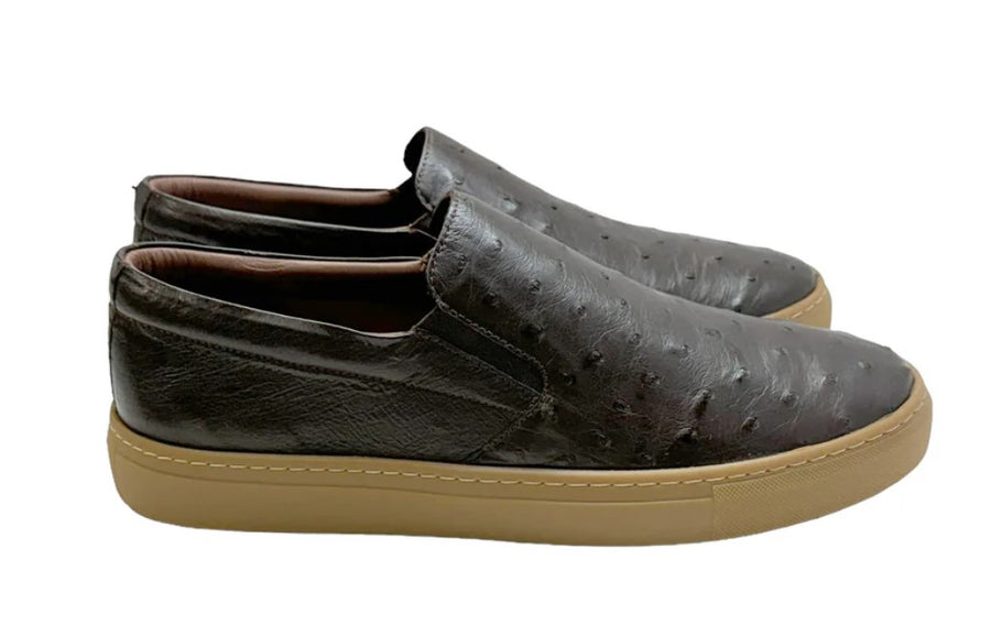 Pelle "Grafton" Ostrich Slip-On Loafer Brown