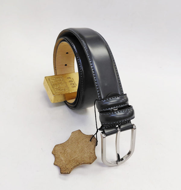 Style: Grey Leather Belt-Silver Buckle