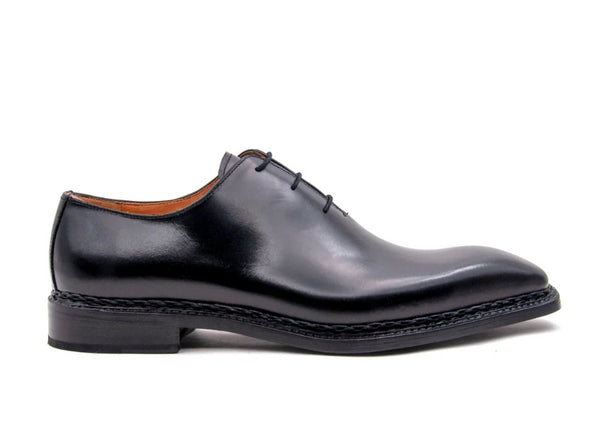 "Jason Sr" Burnished Calfskin Lace-Up Oxford Black