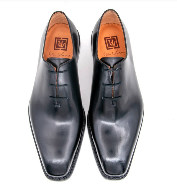 "Jason Sr" Burnished Calfskin Lace-Up Oxford Black