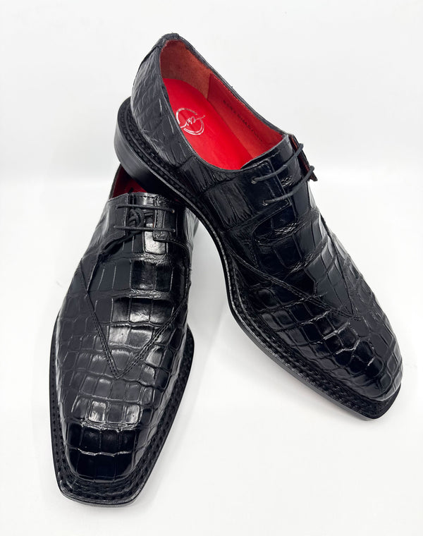 Maurice Legend Custom Made Alligator Lace-Up Shoe - Black
