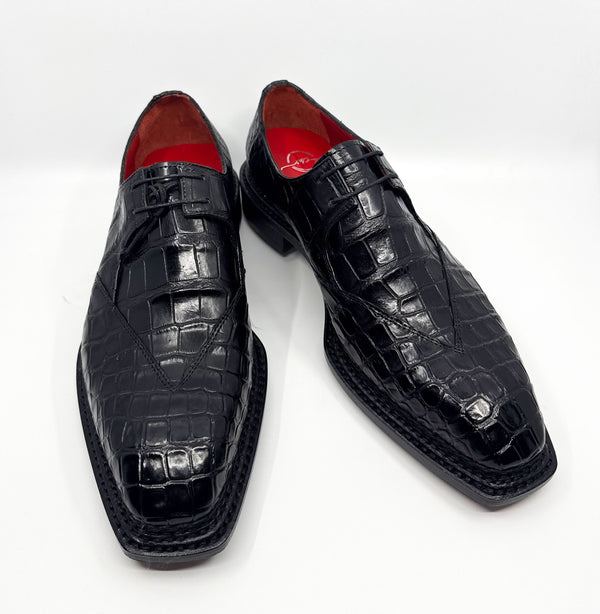 Maurice Legend Custom Made Alligator Lace-Up Shoe - Black