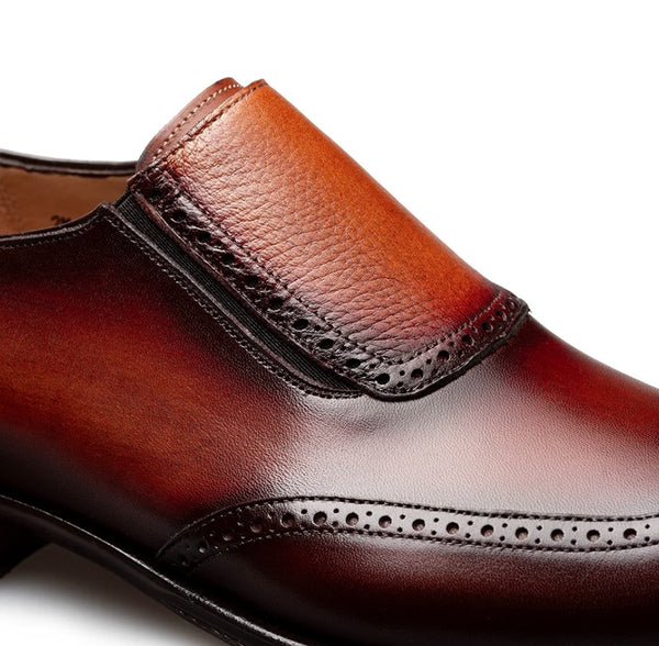 Mezlan Liberty Wingtip Medallion Slip On - Cognac/Rust