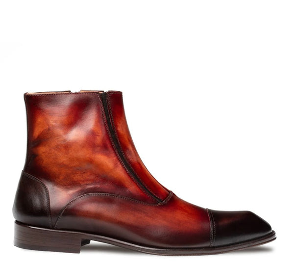 Mezlan Maverick Patina Cap Toe Boot - Chocolate