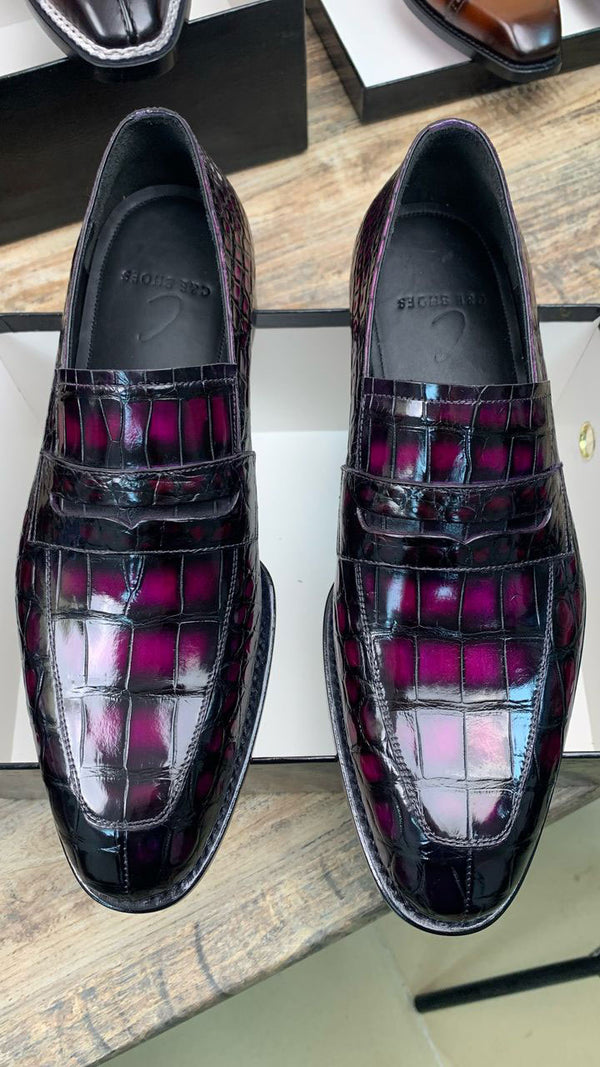 Maurice Custom Made Mirage Alligator Loafer - Purple