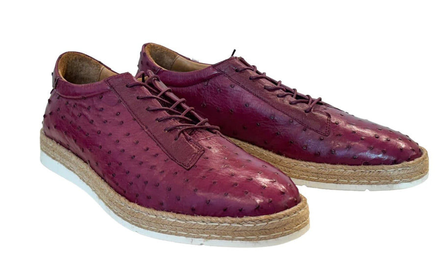 Pelle "Monaco" Ostrich Lace-Up Shoe Burgundy