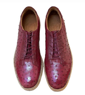 Pelle "Monaco" Ostrich Lace-Up Shoe Burgundy