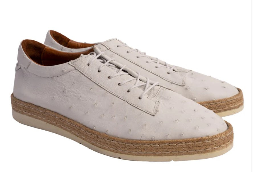 Pelle "Monaco" Ostrich Lace-Up Shoe White