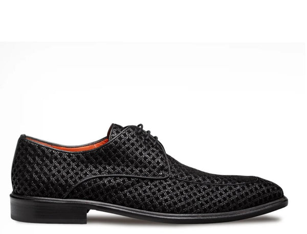 Mezlan Montage Printed Suede Derby - Black