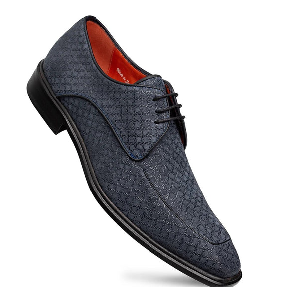 Mezlan Montage Printed Suede Derby - Blue