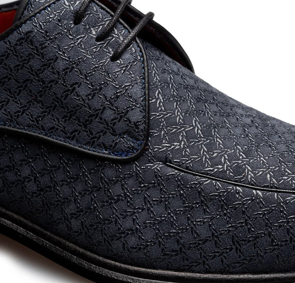 Mezlan Montage Printed Suede Derby - Blue