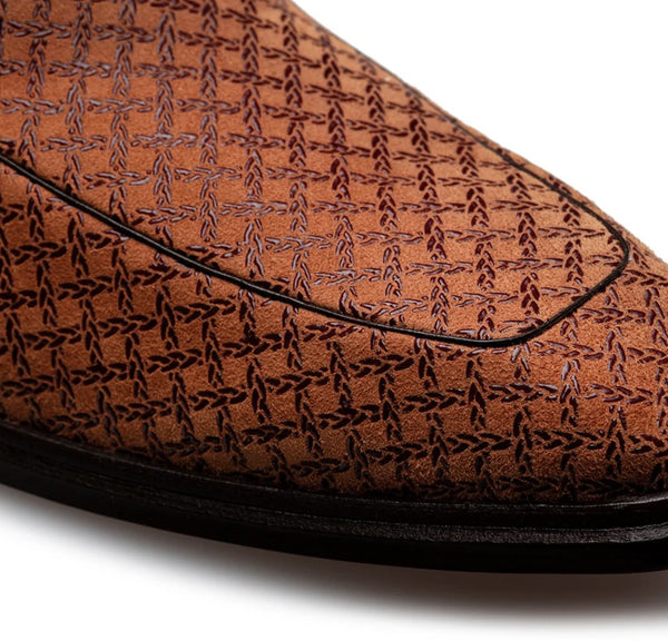 Mezlan Montage Printed Suede Derby - Tan