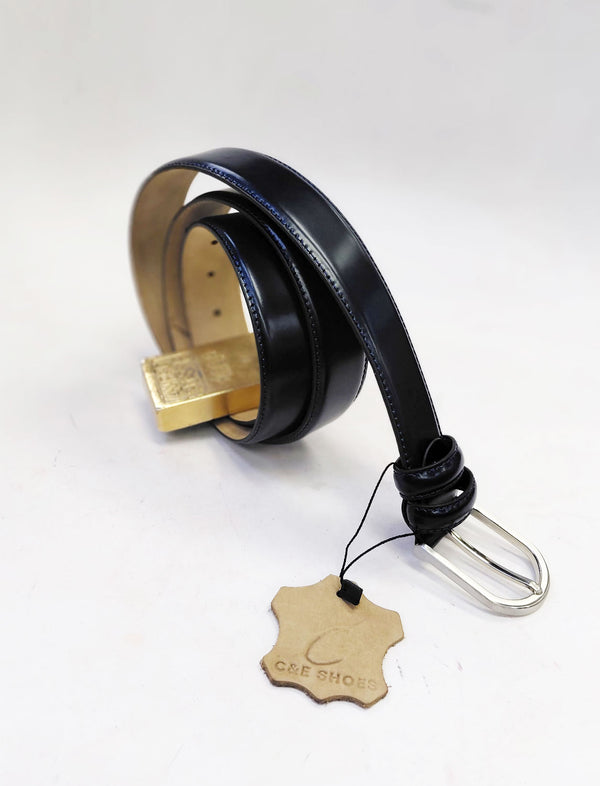 C Collection Leather Belt - Navy