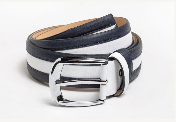 Style: C Collection Leather Belt Navy/White